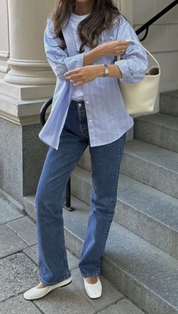 Blue Button Down Chic Spring Outfit Ideas