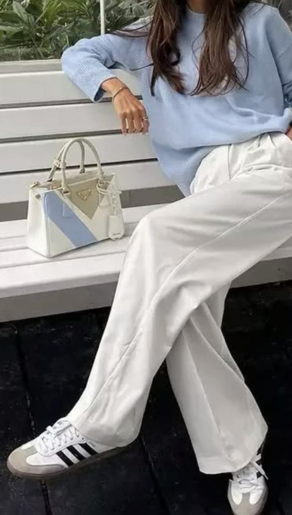White Jeans Blue top Chic Spring Outfit Ideas