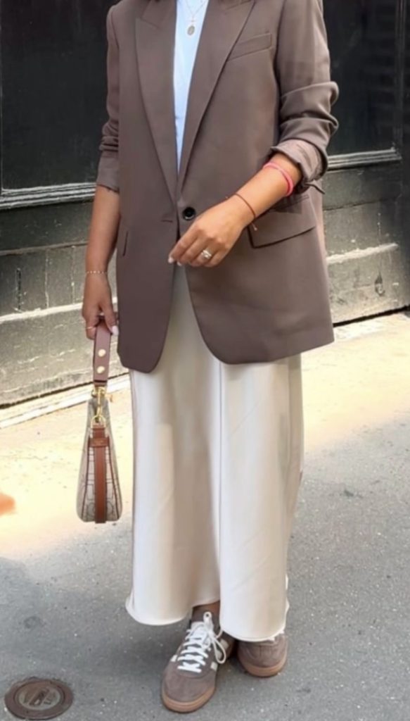 Pinterest Worthy Spring Weekend Outfits - silk skirt and coat