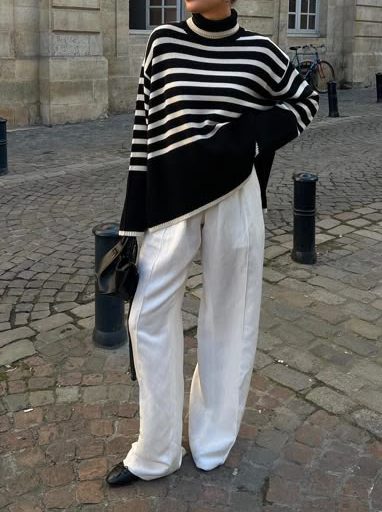Striped Sweater Winter Outfit Idea