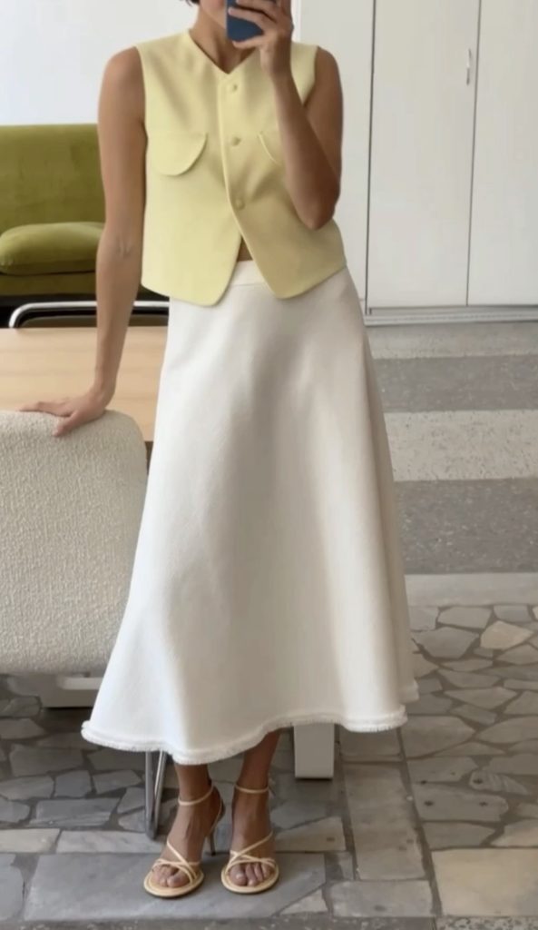 White Skirt and Butter Yellow April Outfits