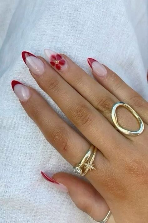 Red Floral Nail Art