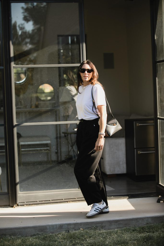 Wide Leg Pants and sneakers