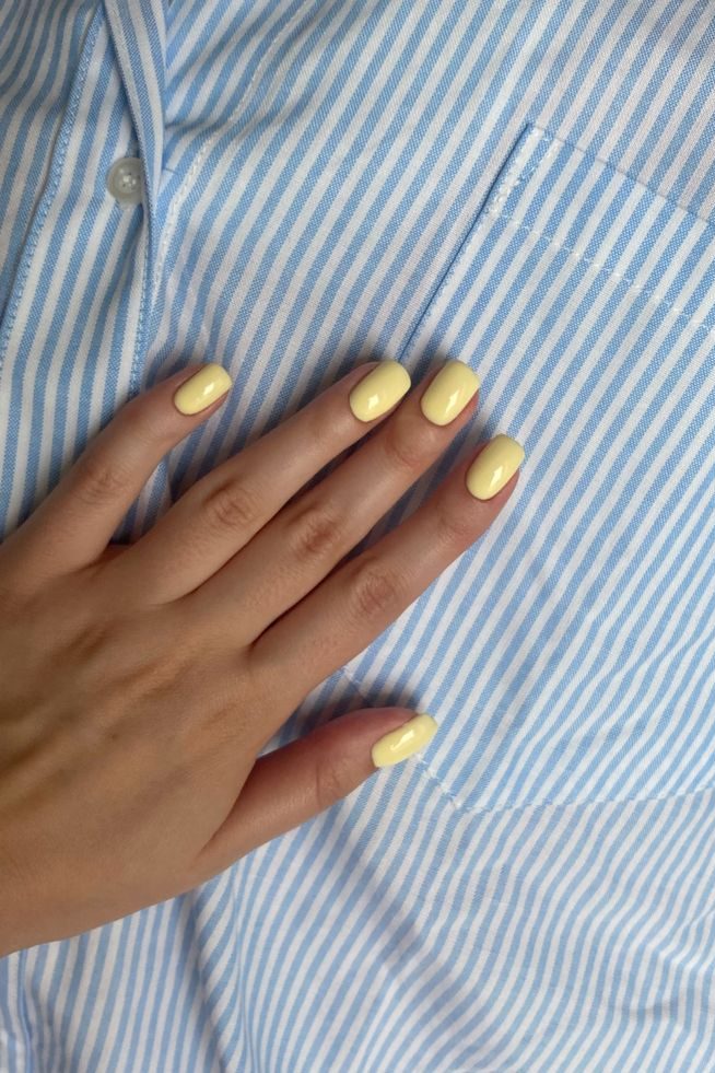 Square Yellow Nail Ideas