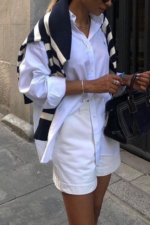 Draped Sweater and shorts outfit