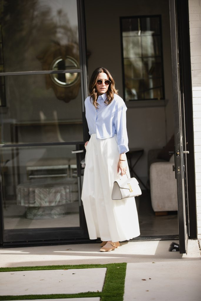 white skirt outfit idea