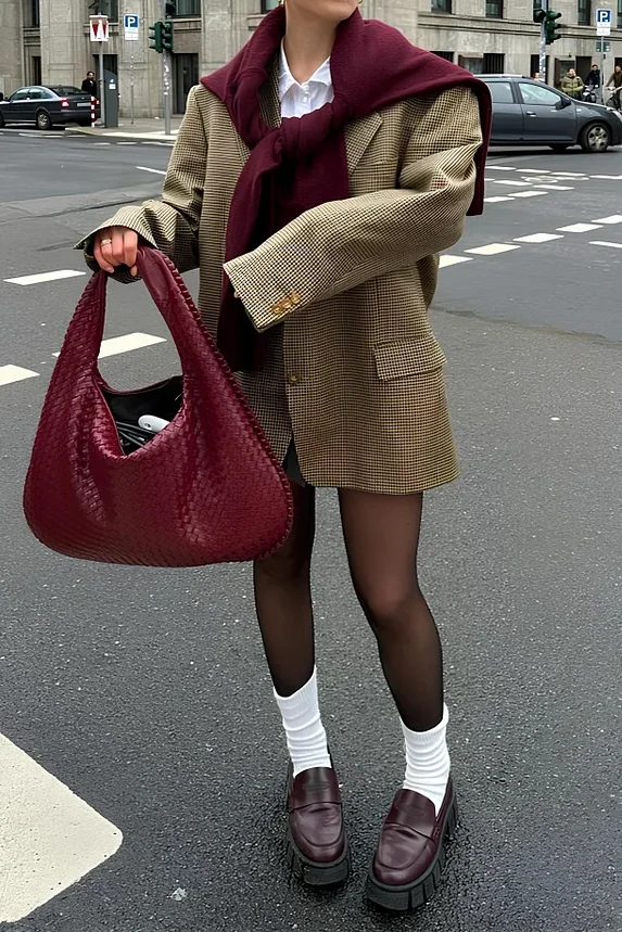 stockings with socks and loafers