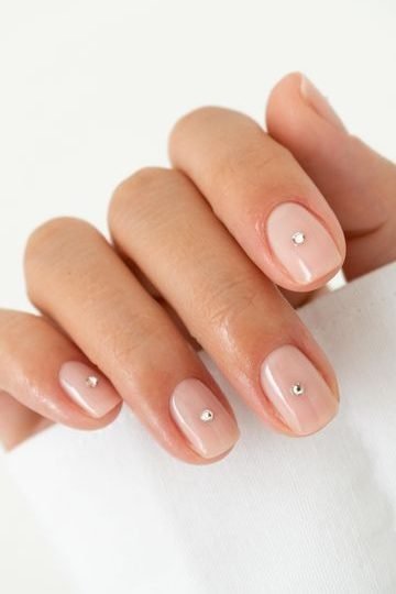 Nude Nails With Tiny Gems