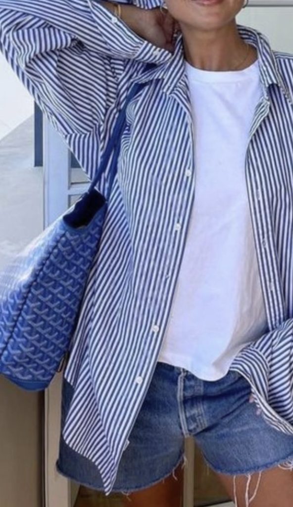 Blue Button Up Shorts Outfits