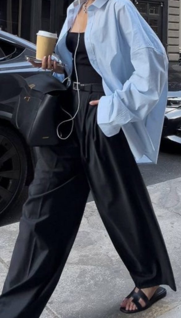 Black Trousers and Blue Button Down Outfits