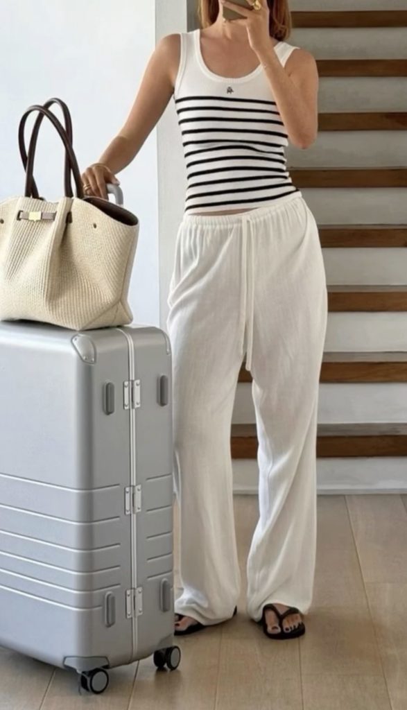 White Pants Travel Outfits