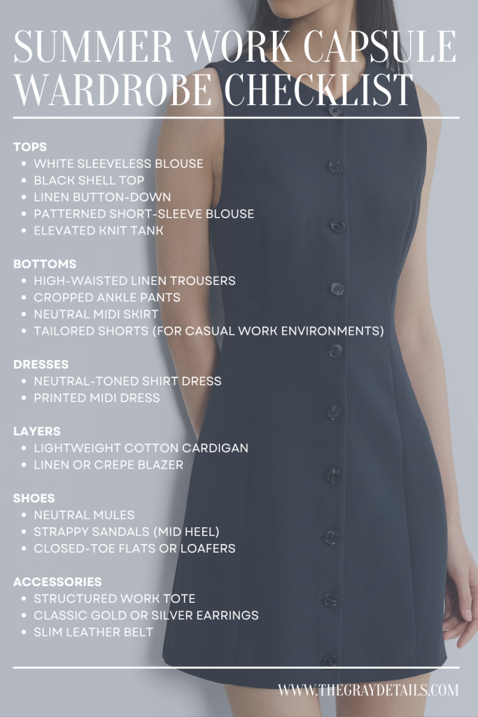 Summer Work Capsule Wardrobe Checklist