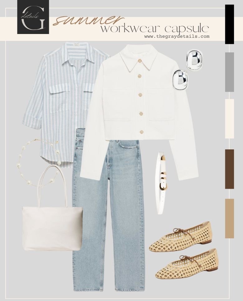 Jeans + Button Down Summer Work Capsule Wardrobe