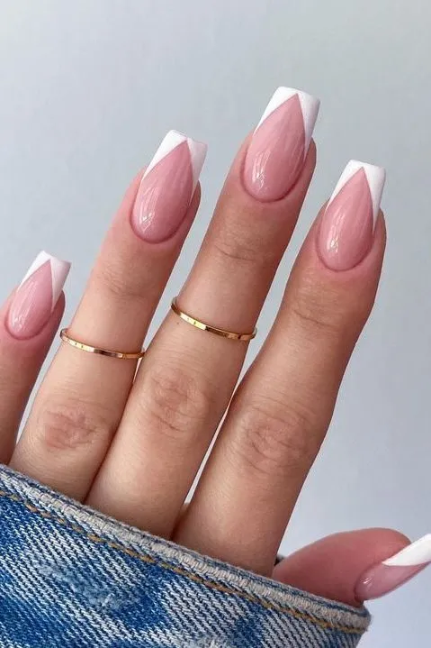 V Shape French Tip Nail Ideas