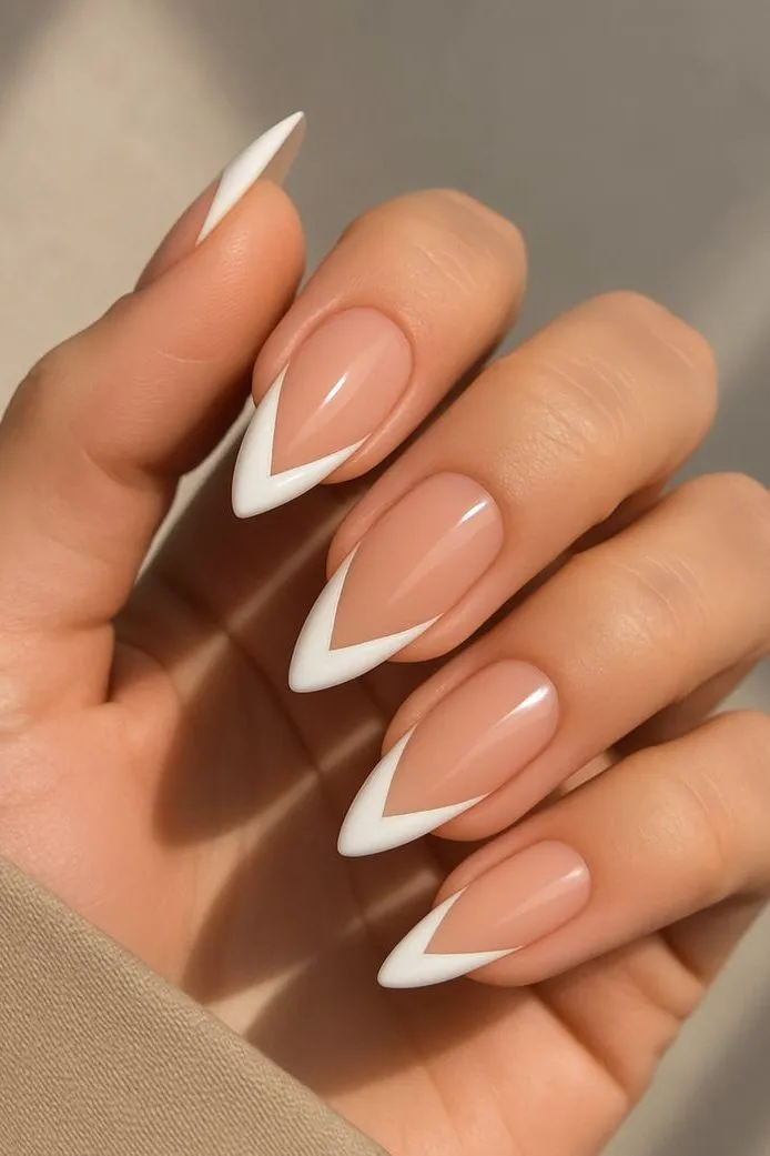 V Shape French Tip Nail Ideas