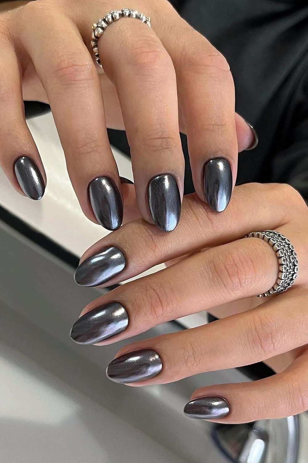 Gunmetal Metallic Nails