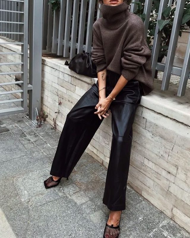 Leather Pants and Oversized Sweater