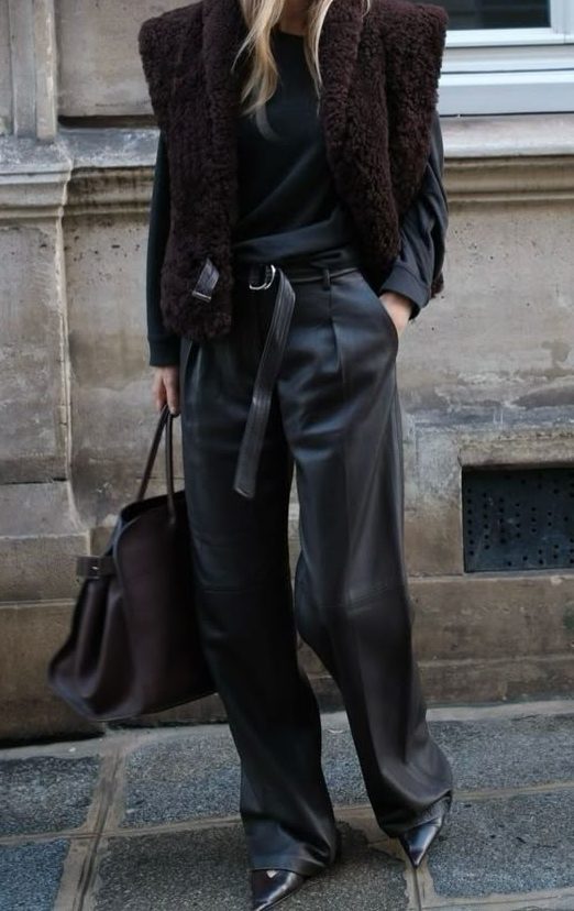 Leather Pants and Oversized Sweater NYC