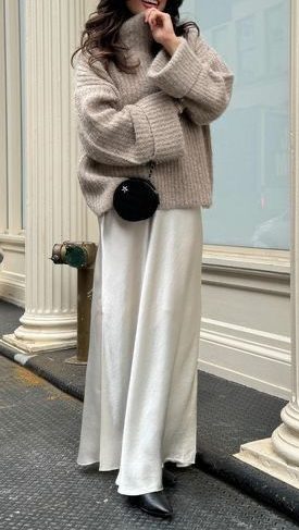 Cashmere Sweater and Midi Skirt New York Winter Style