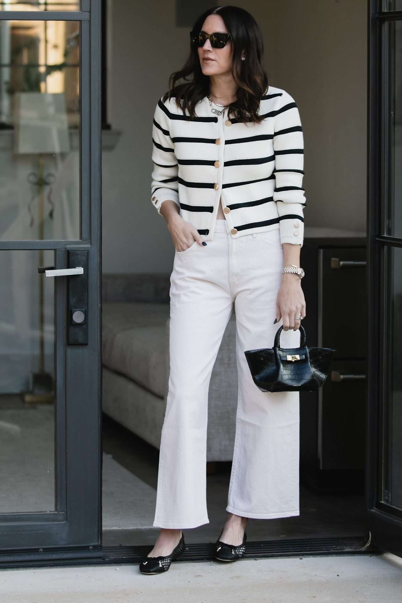 Striped Sweater High-Waisted Mom Jeans Outfit