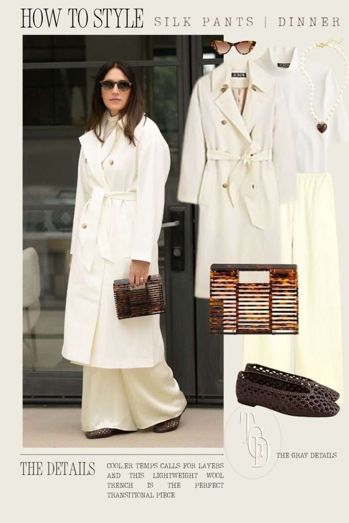 silk pants with coat