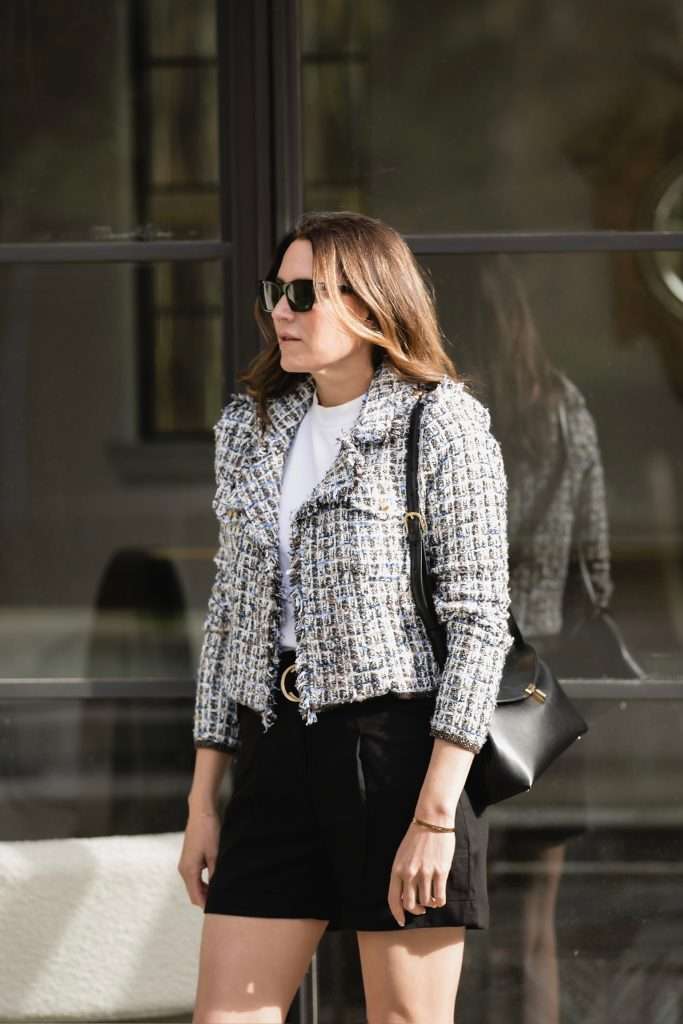 Tweed Blazer and Shorts outfit