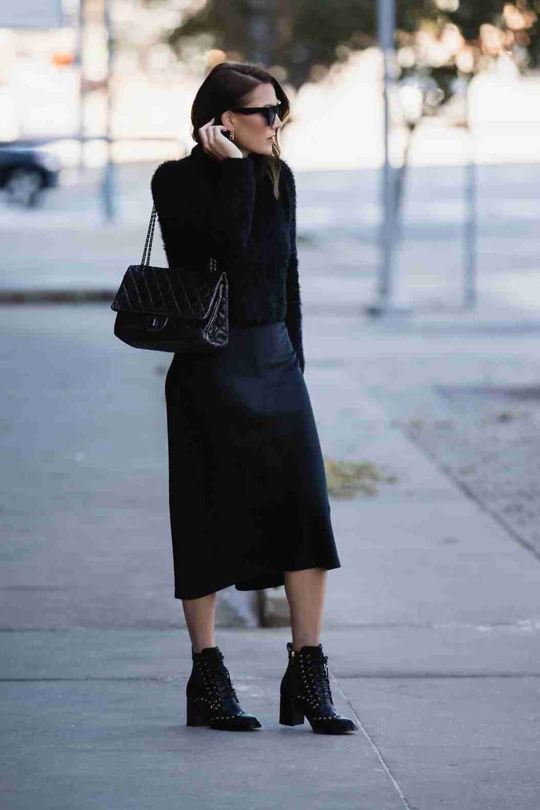 Slip Skirt Monochrome Outfit Ideas For Winter
