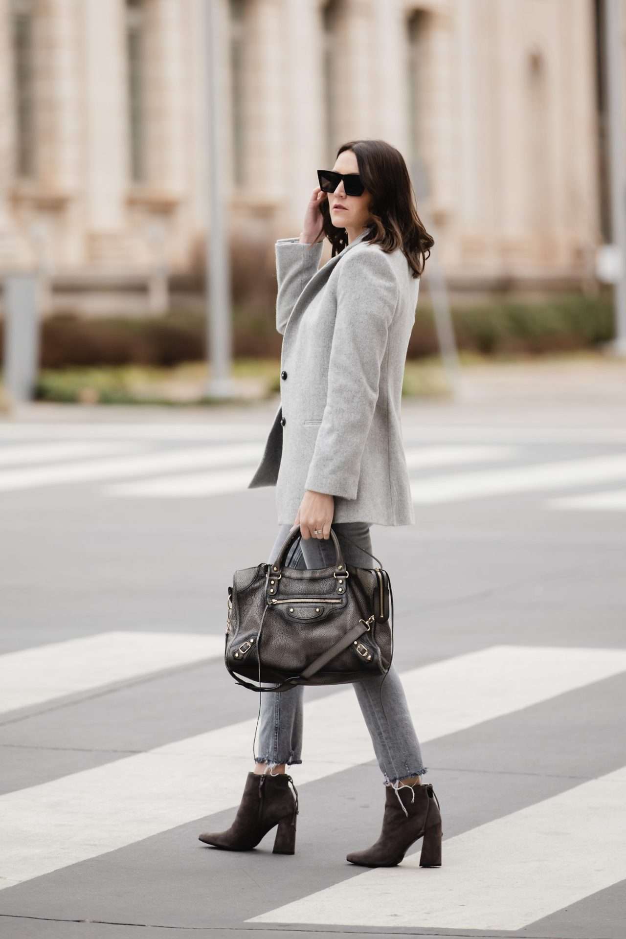 Grey Blazer and Jeans Outfit