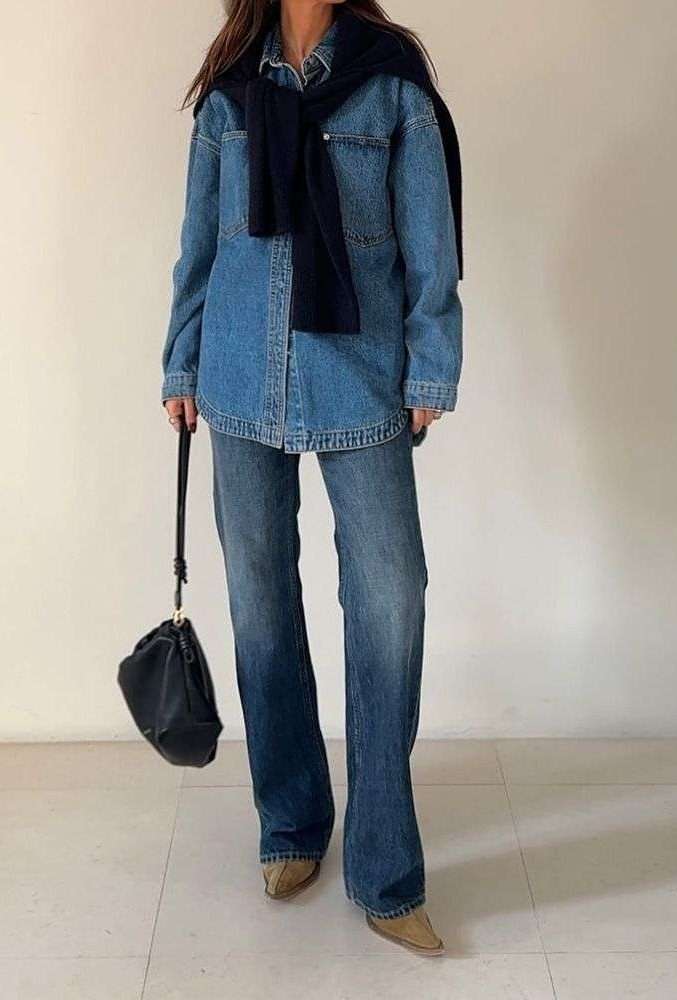 Denim on Denim Monochrome Outfit Ideas For Winter