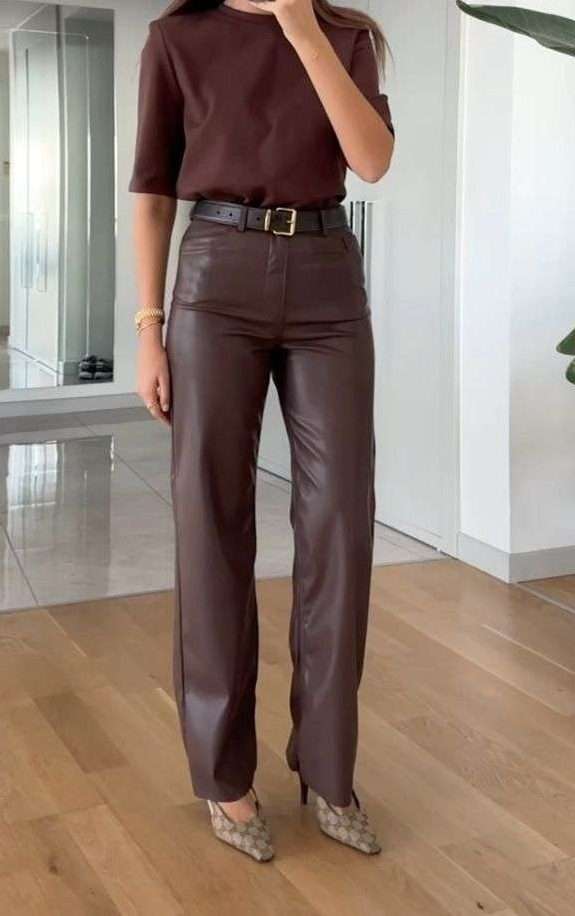 Brown Leather and Knit fashion