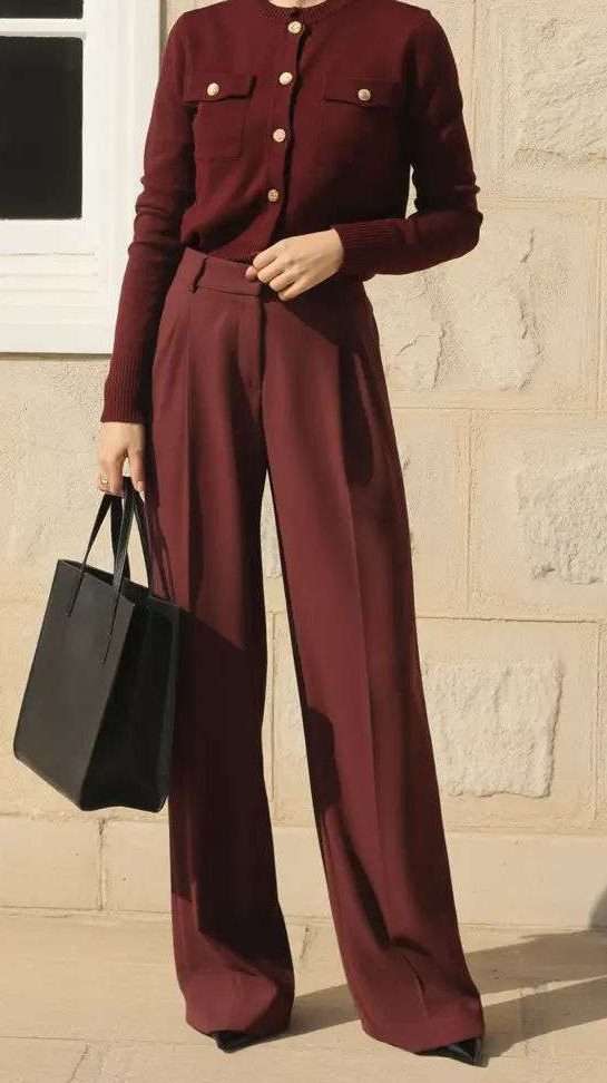 Burgundy Monochrome Outfit Ideas For Winter