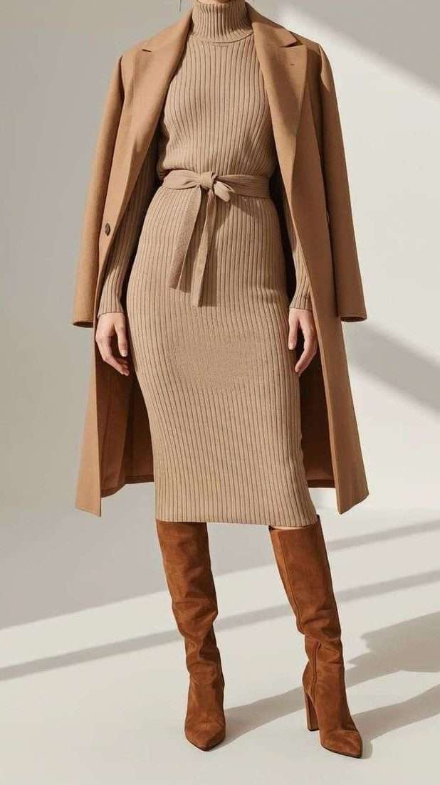 Tan Sweater Dress Outfit
