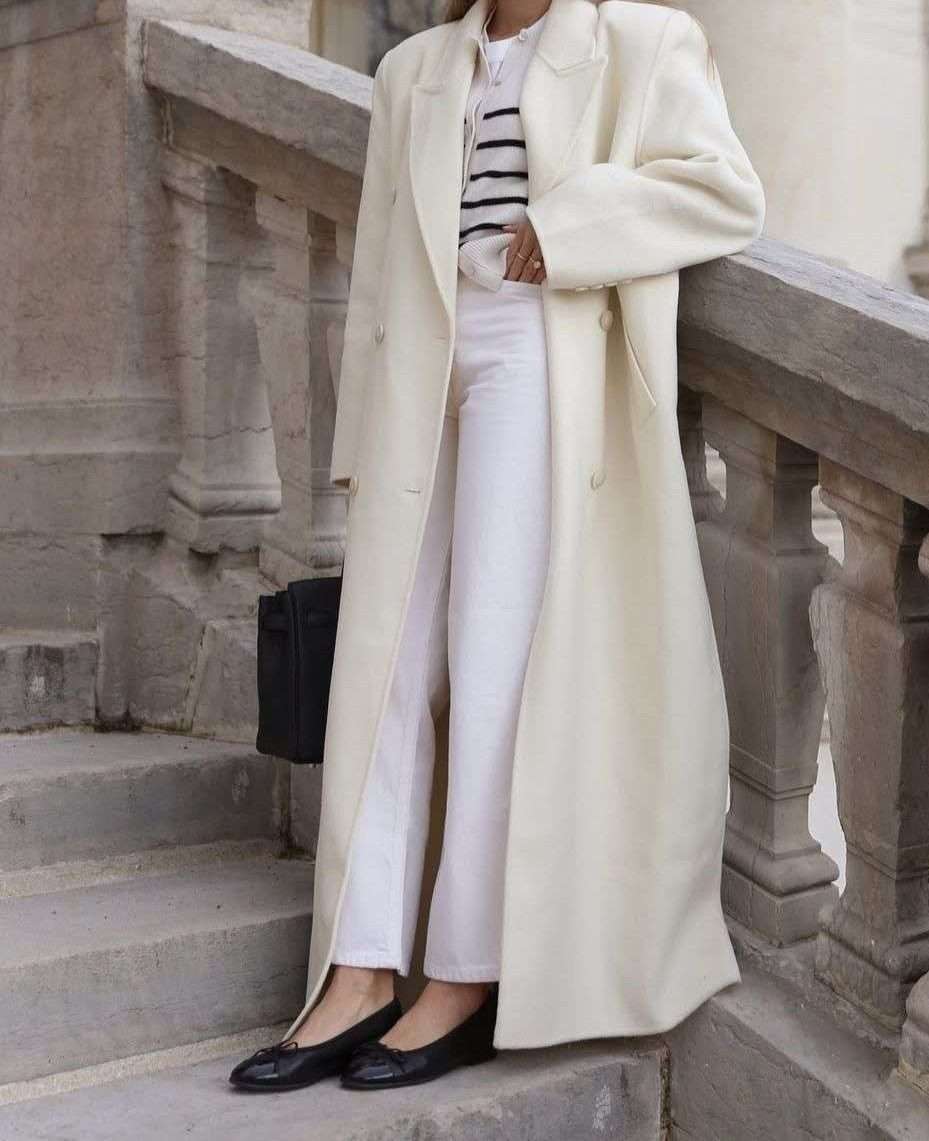 Winter White Coat Monochrome Outfit Ideas For Winter