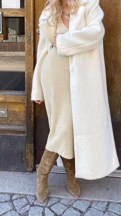 White Knit Dress and Coat