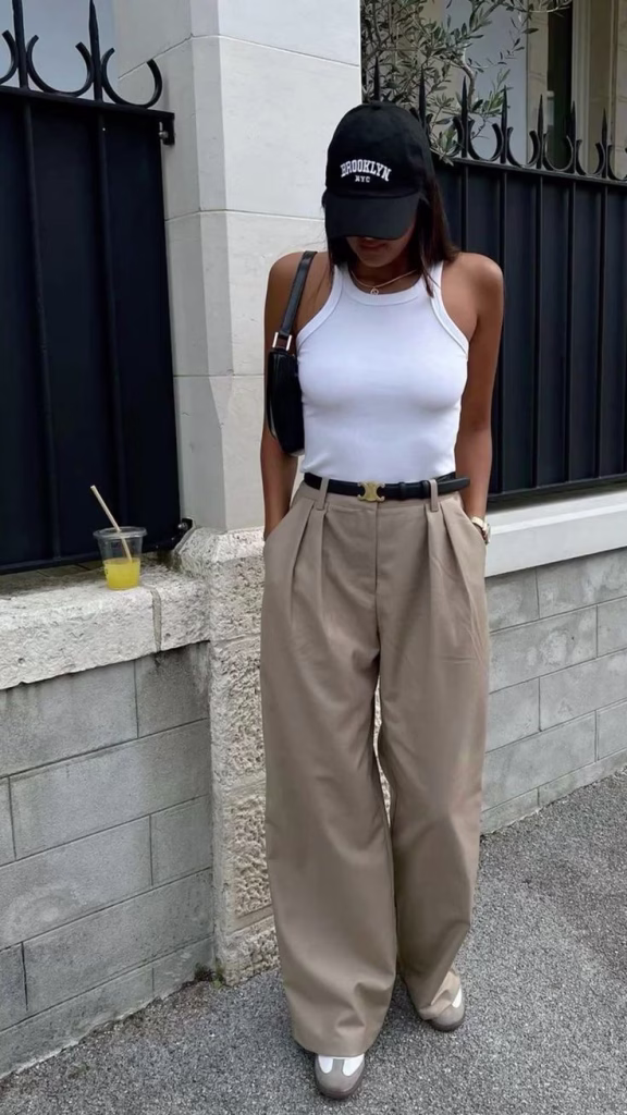 Cargo Pants + Fitted Tank + Sneakers Airport Outfit Ideas